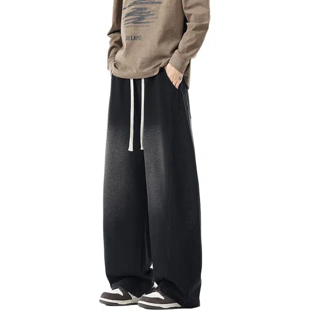 特斯型 高个子加长美式牛仔裤男直筒宽松秋季长裤 男款