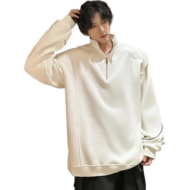 加荣 秋冬季半高领拉链设计感痞帅垫肩潮流高级美式复古休闲运动青少年酷帅卫衣 男女同款