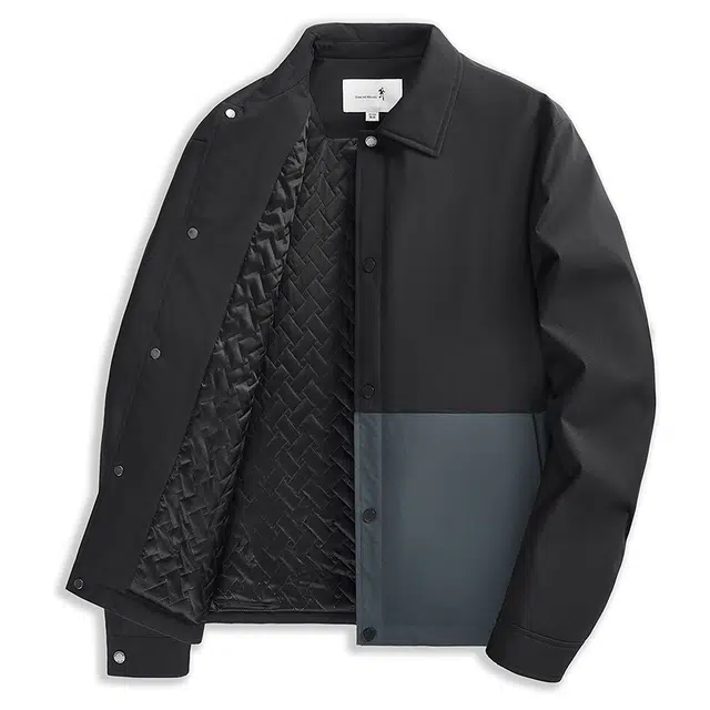 与狼共舞 高密抗皱时尚拼接撞色绗缝夹棉轻暖通勤百搭翻领夹克外套 男款