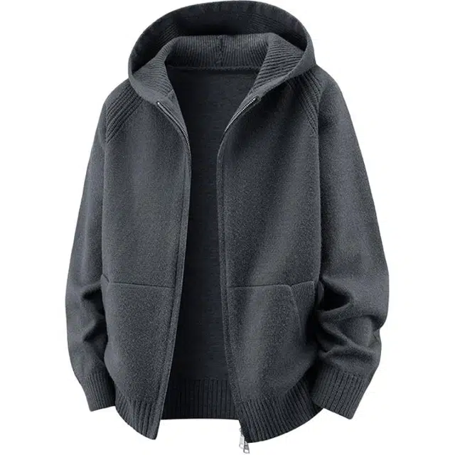 马员外 宽松纯色百搭开衫拉链针织衫 男款