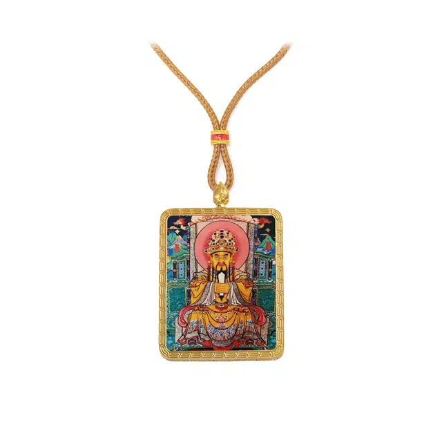 【百无禁忌百财来】 玉临门 招财纳福国风五爷前世今生唐卡藏式财神吊坠 藏传佛教护身符能量好运 合金 项链 男女同款情侣款