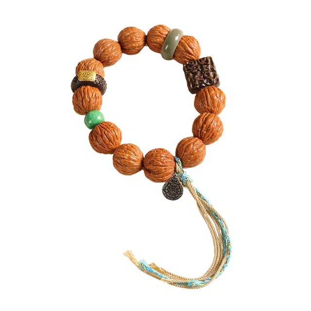 子婳 新中式复古国潮设计精品凤羽高端流苏文玩盘玩招财转运小众简约优雅百搭#好运 猴头核桃 手串 男款