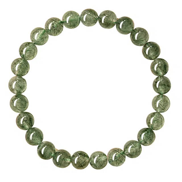 仙园韵 耀晶级 颗颗精选罕见生生不息五行补木转运招财平安轻奢小众设计高级国潮新中式 绿发晶 手串 男女同款情侣款