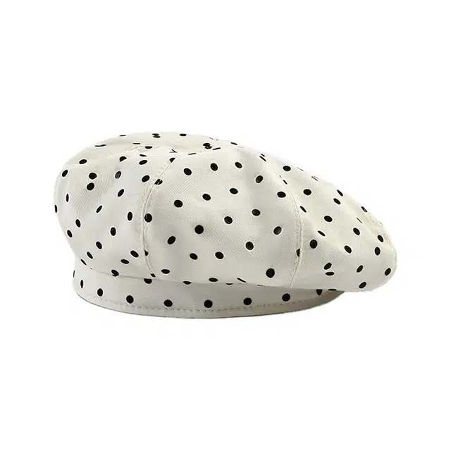 浪莎 法式文艺复古波点花纹简约蓓蕾帽百搭早春日系甜美可爱云朵帽 聚酯纤维 贝雷帽 女款