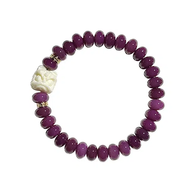 聆听花开 新中式国潮香芋紫算盘醒狮绕指柔文玩佛珠念珠盘玩解压个性百搭好运幸运珠 菩提根 手串 女款