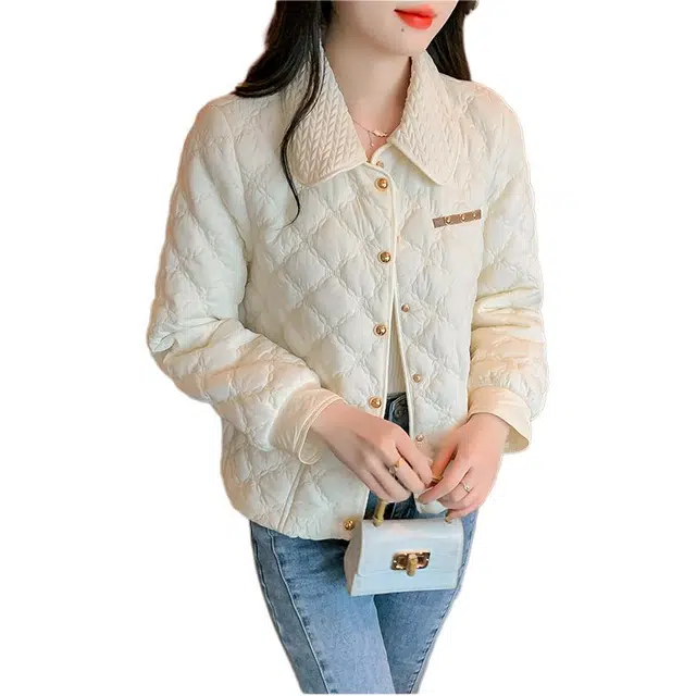 缪斯的诱惑 小香风棉衣外套女冬季小个子轻薄夹棉菱格棉袄棉服 女款