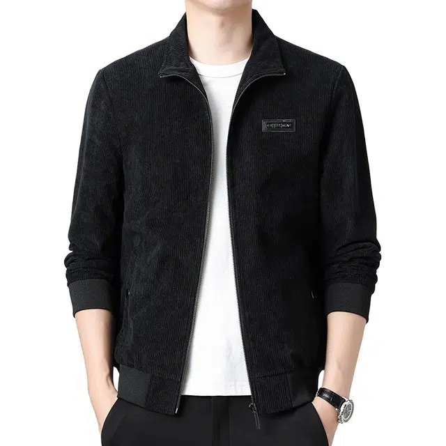 海尔斯 纯色百搭休闲宽松拉链夹克外套 男款