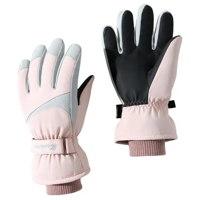 南极人 冬季防风防寒户外骑行电动车滑雪登山雪山防泼水触屏加绒厚零下御寒防冻 加厚 运动手套 女款