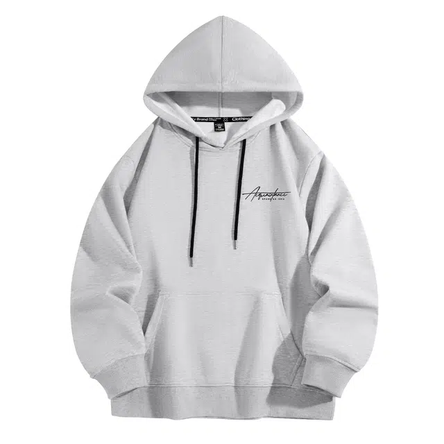 棉致 美式潮流字母印花时尚简约柔软舒适套头弹性抗皱百搭连帽长袖卫衣 男女同款