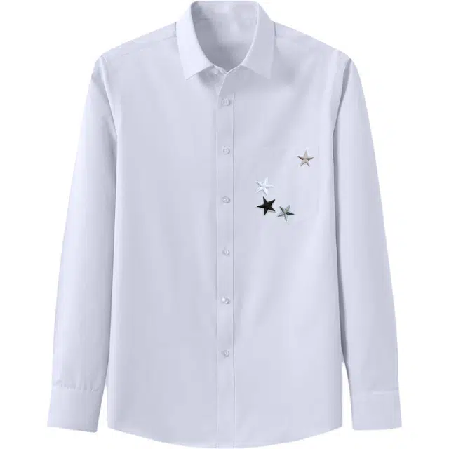 范索米 极简轻奢商务男士休闲百搭通勤纯色长袖衬衫 男款