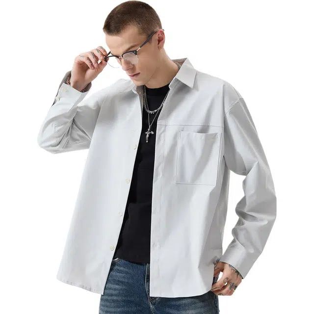 逆腾 秋季舒柔特休闲衬衣外套男潮牌高级感宽松男士通勤长袖衬衫 男女同款