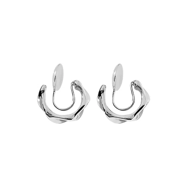 希遇 不规则素圈莫比乌斯 百搭个性耳环冷淡风高级感精致耳饰轻奢设计感小众 合金 耳夹 女款