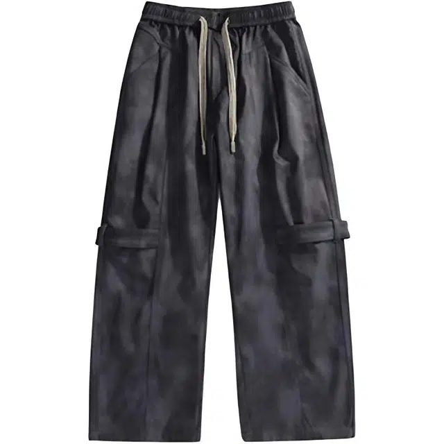 海尔斯 美式户外扎染设计中腰宽松系带休闲裤 男款