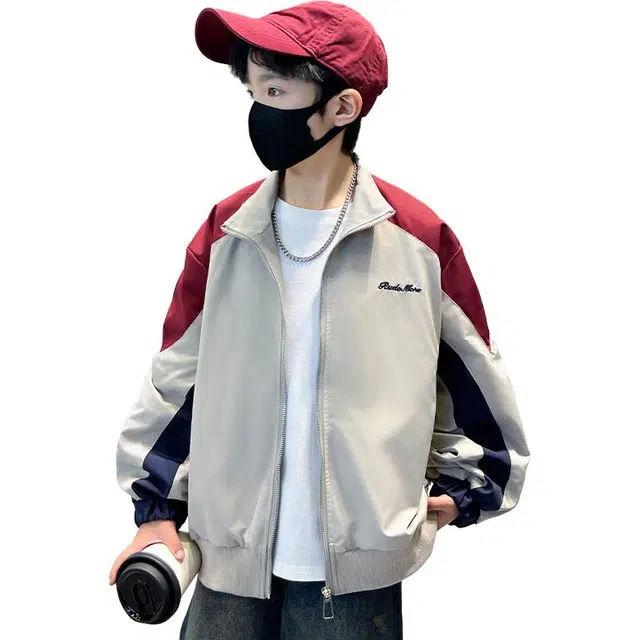 蓝彩何上装 男童春秋装外套秋季款洋气儿童夹克衫酷帅潮男孩上衣棒球运动服