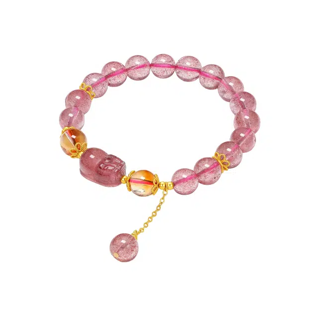 仙园韵 新中式复古国潮小众设计高级感气质百搭招财#好运 草莓晶 手串 女款