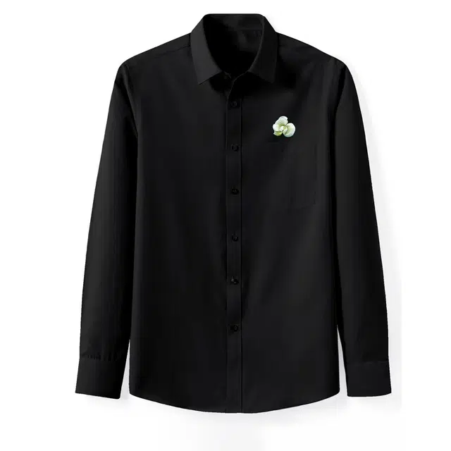 范索米 极简风轻奢商务休闲蝴蝶兰胸花都市青年职场西服内搭长袖衬衫 男款
