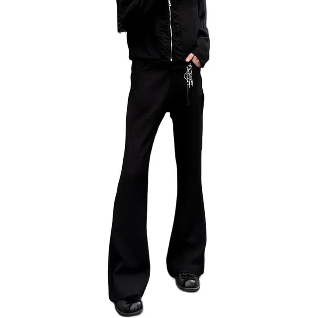 黑马漫画 美式高街微喇裤男款秋季痞帅高级感裤子修身直筒西装裤 男女同款