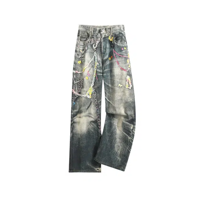 海尔斯 裤链美式小众时尚牛仔裤 男款