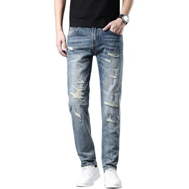 Bingsheng Slim Fit Distressed Jeans 2025 Autumn
