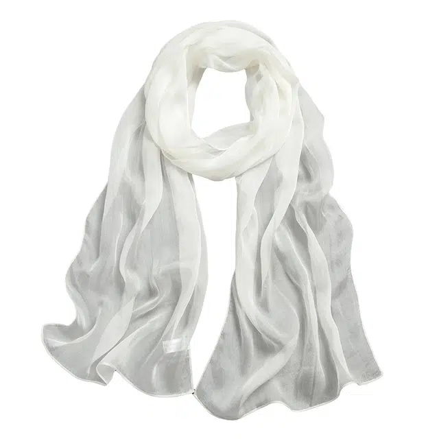 一米画纱 轻薄透气真丝雪纺窄长条长巾清新纯色简约百搭防晒拍照纱巾 桑蚕丝 丝巾 女款