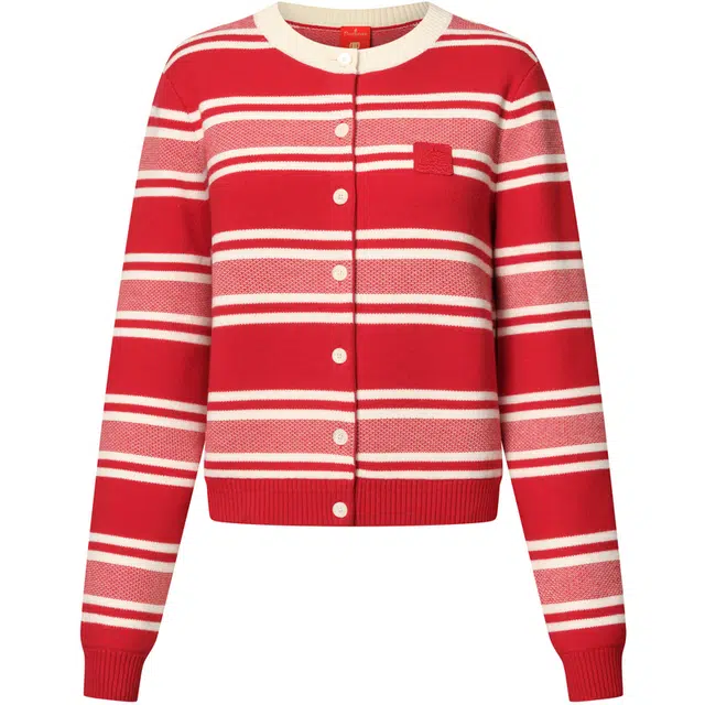 比音勒芬 故宫宫廷文化联名秋冬条纹拼色外套针织衫 女款