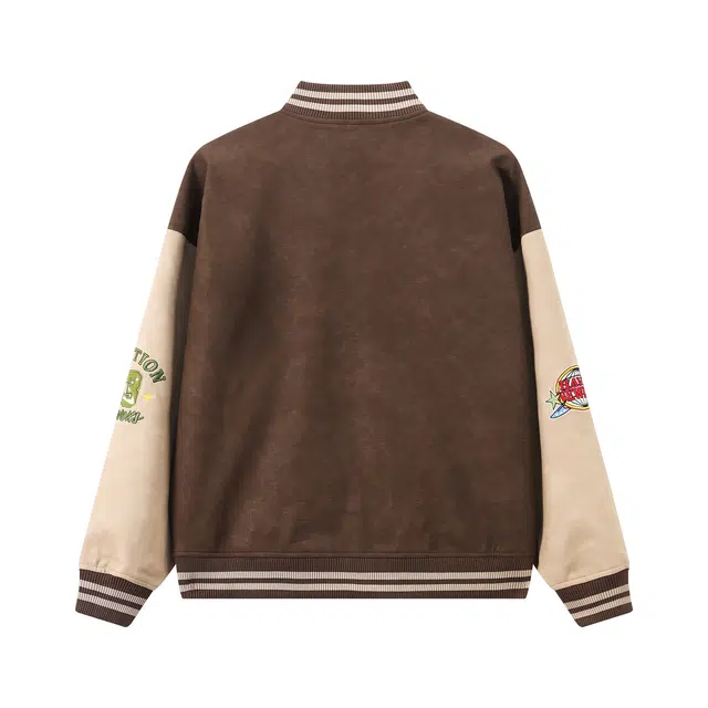 江南先生 城市接力赛 鳄鱼纹贴布绣美式复古棒球服秋宽松百搭休闲长袖外套夹克 男女同款