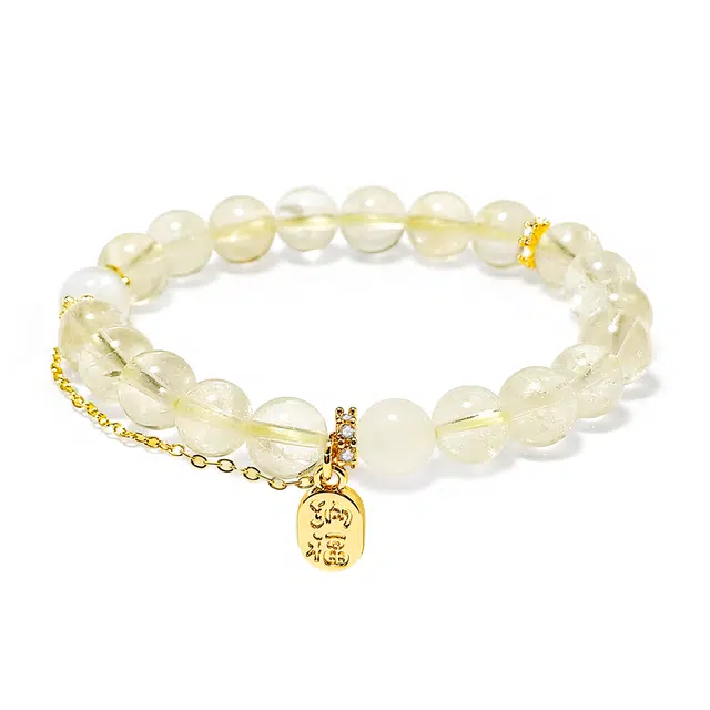 【普陀山已过香】 普陀山文创 财源广进富足安康新中式纳福转运八方来财黄阿赛精致轻奢高级感显白小众手饰#好运 黄水晶 手串 男女同款情侣款