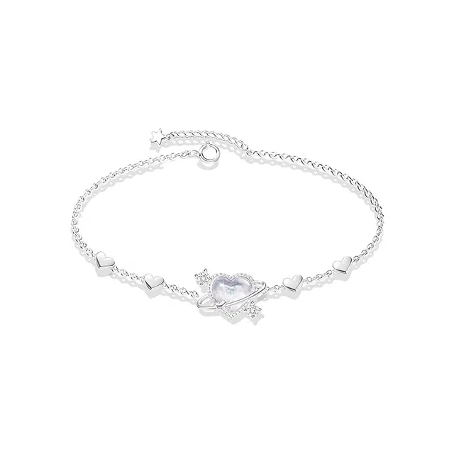 前方大荒野 月光爱心链温柔甜美小清新优雅迷人精致时髦小众设计轻奢百搭独特气质#好运 琉璃 手链 女款