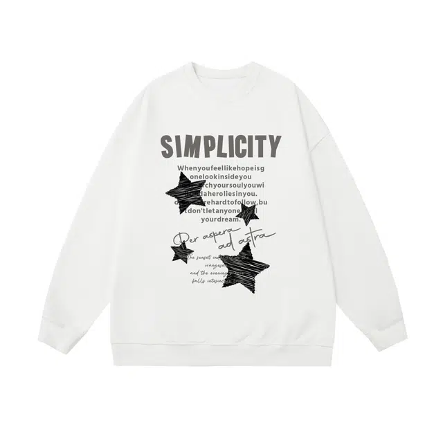 棉基因 早秋高街时尚潮牌简约学生校园创意潮男青少年复古男装减龄感通勤高级感韩系穿搭女士基础款无帽打底衫慵懒风女圆领卫衣 男女同款