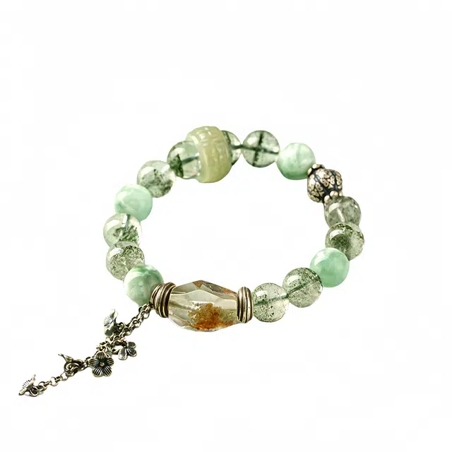 仙园韵 转运招财爱情大吉大利吉祥如意小众设计高级轻奢国潮新中式#好运 绿幽灵 手串 女款