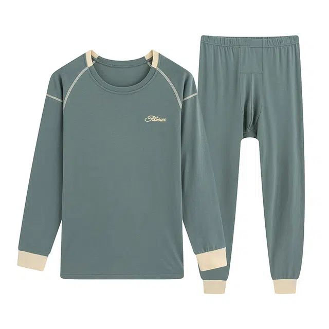 贴身领域 青少年青年秋衣秋裤大童初中高中学生内衣男士纯棉全棉保暖套装 男款