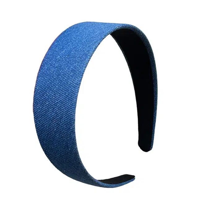 左欧 高级感宽边简约高颅顶压发防滑发捆 牛仔布 发箍 女款