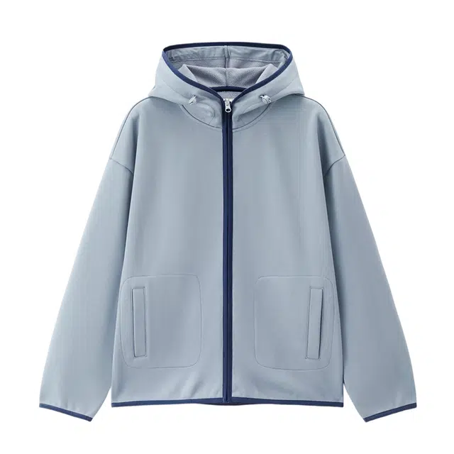 佐丹奴 加绒撞色边连帽针织卫衣绒感外套 女款