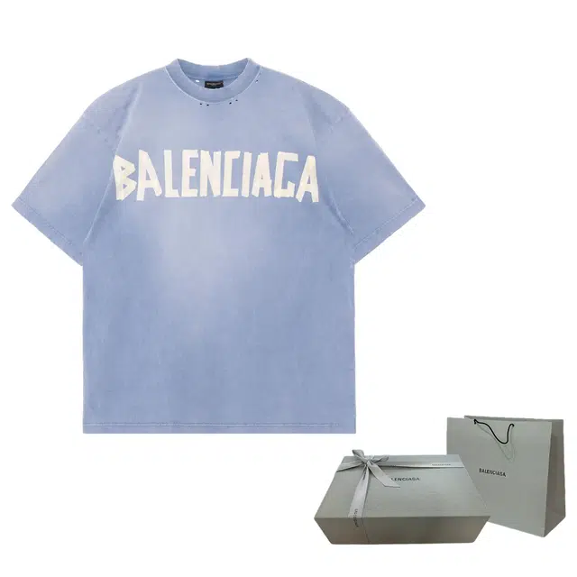 Balenciaga Tape Type T-Shirt Medium Fit In Faded logo