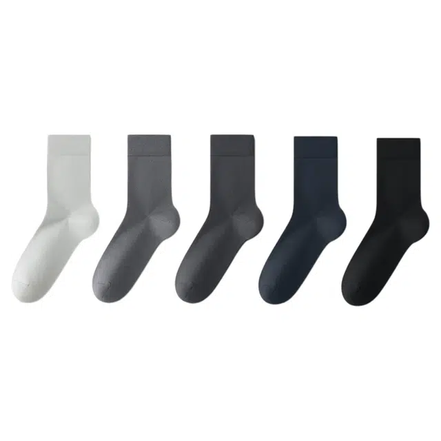 潞优野 简约百搭纯棉防臭抗菌商务西装全棉皮鞋春秋季中筒袜 男款