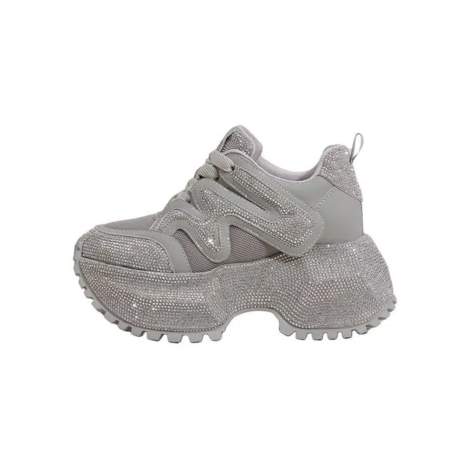 满钻厚底内增高百搭休闲运动户外时尚潮流学院风运动鞋 减震耐磨平衡 低帮 老爹鞋 女款