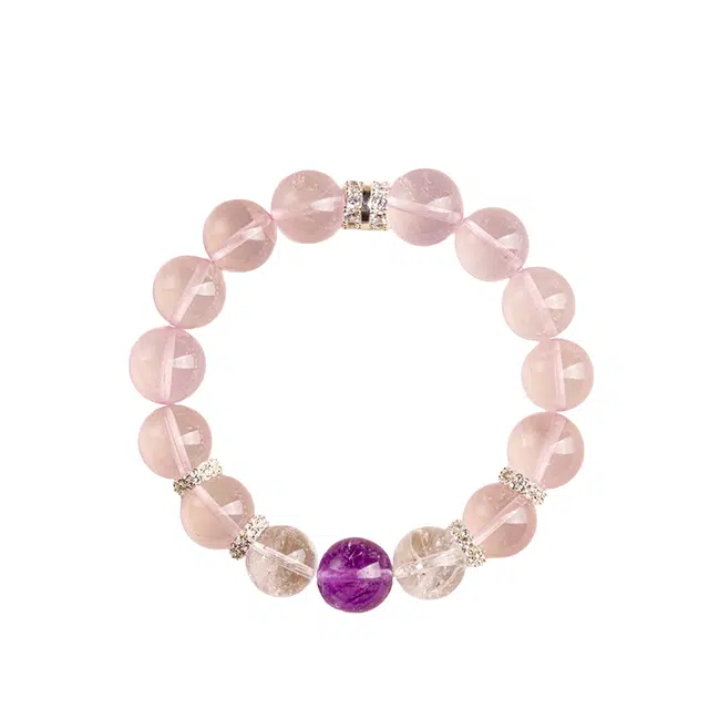 仙园韵 桃花温柔大气轻奢转运好运百搭甜美梦幻简约时尚 粉水晶 手串 女款