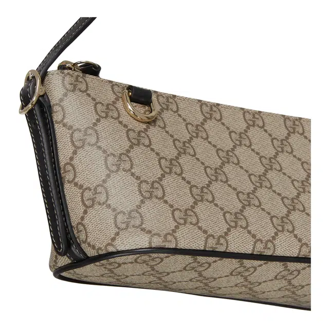 Gucci GG Emblem Small Shoulder Bag Black Brown