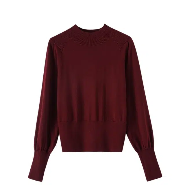 晚白 高弹立领有弹内搭减龄立领针织衫 女款