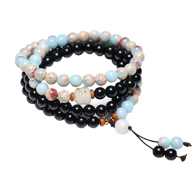 琛宬 【财运滚滚 招财纳福】国风高级感文玩佛珠叠戴串珠新中式国潮招财纳福复古文艺平安好运礼盒念珠#好运 黑檀 手串 男女同款情侣款