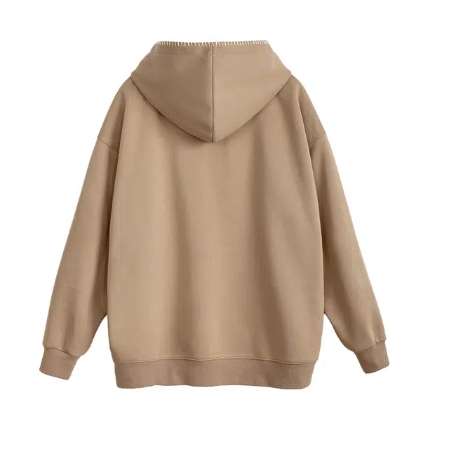 米子旗 复古连帽秋季卡通慵懒风帽衫宽松长袖通勤套头卫衣 女款