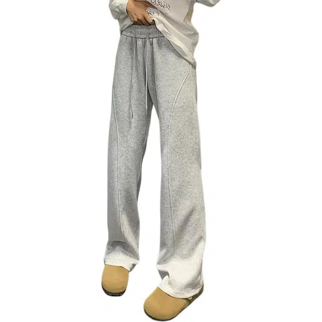 黑马漫画 斜切重磅卫裤男款秋季垂坠感直筒运动裤复古休闲裤 男女同款