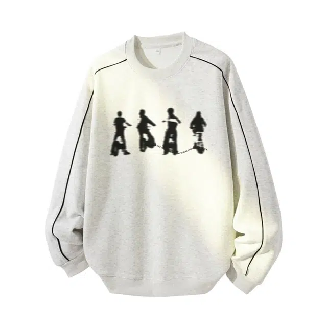 哲源 美式复古重磅曼巴棉上衣简约纯色立体印花设计感春秋男款外套潮牌舒适日常通勤百搭休闲圆领卫衣 男女同款