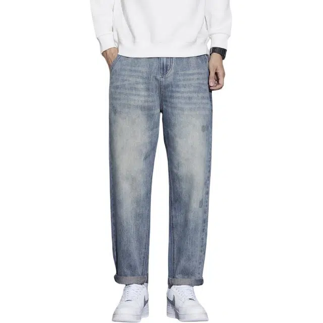 海尔斯 简约百搭美式高街做旧水洗中腰舒适宽松牛仔裤 男款