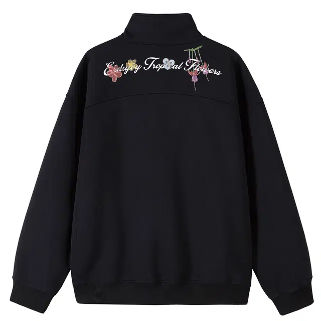 而度 复古运动风花卉印花撞色条纹精致工艺宽松廓形立领外套潮人连帽卫衣 男女同款