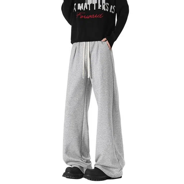 海尔斯 垂感设计阔腿拖地休闲裤 男款