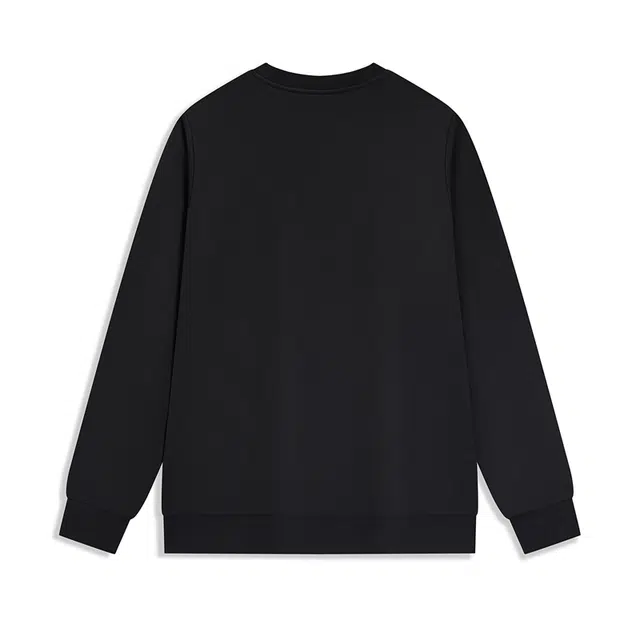 特步 加绒保暖圆领简约纯色舒适柔软百搭卫衣 男款 正黑色