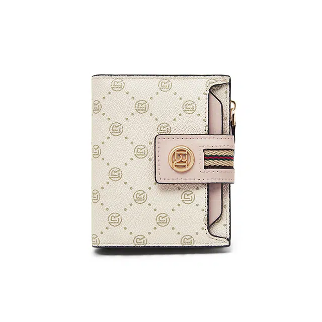 老人头 时尚满印小众设计高级感卡包多功能通勤钱夹 合成革 钱包 常规 女款 粉色