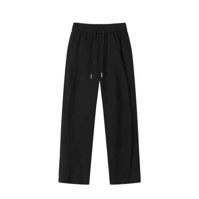 海尔斯 简约中腰纯色直筒宽松系带休闲裤 男款