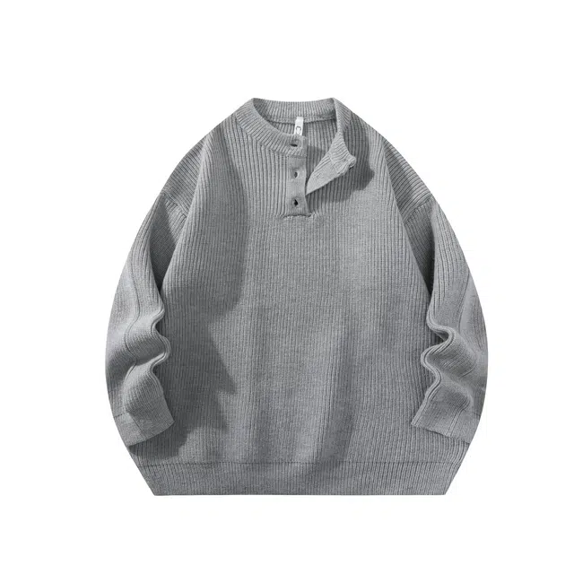 海尔斯 纯色柔软时尚百搭休闲宽松长袖针织衫 男款